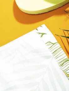 Manfinity Hombres Shorts de natación con estampado tropical de cintura con cordón - Multicolor - Ver 3