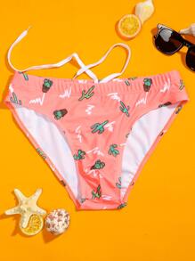 Manfinity Hombres Calzoncillo de natación con estampado de cactus - Multicolor - Ver 1