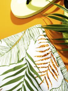 Manfinity Hombres Shorts de natación con estampado tropical de cintura con cordón - Multicolor - Ver 5