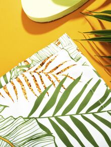 Manfinity Hombres Shorts de natación con estampado tropical de cintura con cordón - Multicolor - Ver 6