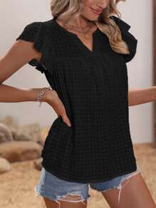 Breezaya Áo sơ mi nữ Xù màu trơn Giải trí - màu đen - Xem 4