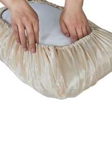 1pair Plain Satin Pillowcase Without Filler, Simple Polyester Pillow Cover For Bedroom