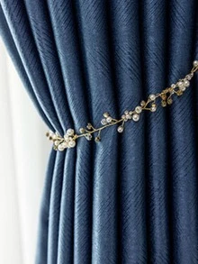 素色單片窗簾適用於臥室和客廳滌綸單片遮光窗簾四季皆宜 - 藍色 - 查看 7