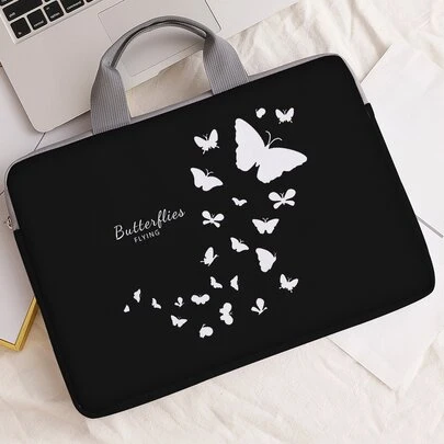 1pc Butterfly & Letter Graphic Laptop Bag