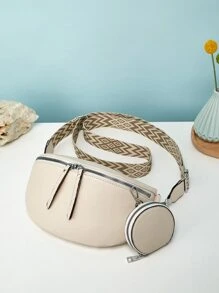 Túi đeo hông thời trang Châu Âu & Mỹ đa năng thanh lịch cho việc đi lại - Màu be - Xem 2