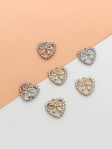 6 piezas Colgante DIY al azar con diseño de diamante de imitación con corazón