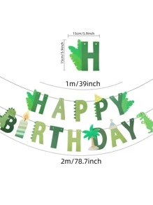 1PC Khủng Long Thiết Kế Sinh Nhật Trang Trí Kéo Cờ - Nhiều màu - Xem 3