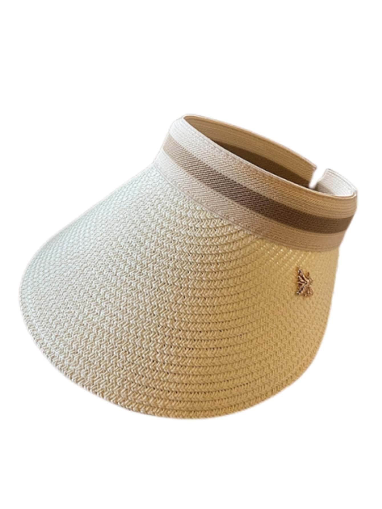 1入組女士蜜蜂裝飾波西米亞草帽遮陽帽適用於海灘 - 白色 - 查看 1