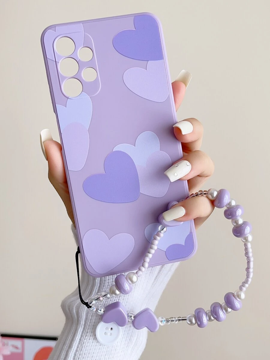 手机挂件 16 心形图案手机壳带挂绳 适用于 15/15Pro/15Plus/15Promax 卡哇伊防水防震防摔防刮 - 彩色 - 查看 1