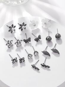 RINTOLER đôi khuyên tai hình chiếc lá - màu đen - Xem 2