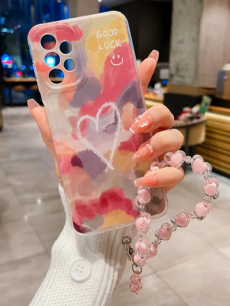 Heart Pattern Phone Case With Lanyard,International Version, Not The Domestic Version