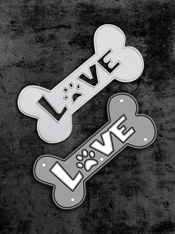 1入組不銹鋼切割模具現代骨頭和字母設計蝕刻模板工藝模具適合DIY