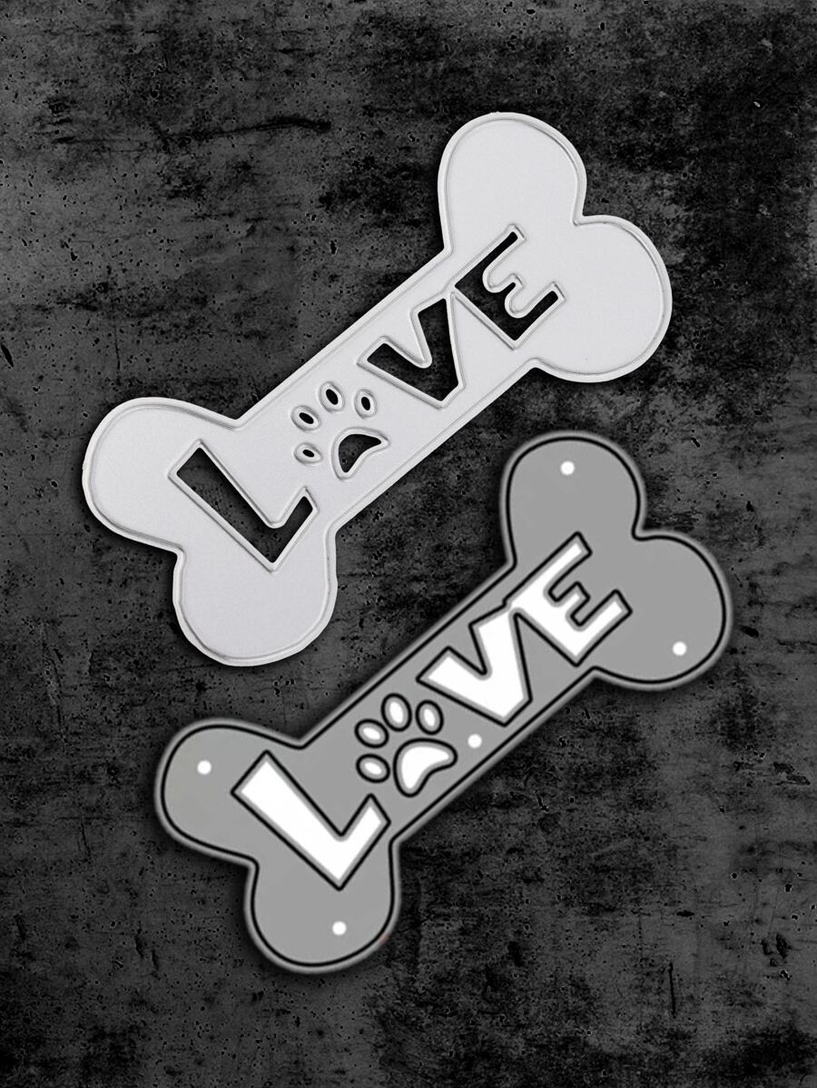 1入組不銹鋼切割模具現代骨頭和字母設計蝕刻模板工藝模具適合DIY