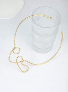 極簡開口頸鏈 - 金黃色 - 查看 2