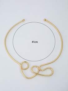 極簡開口頸鏈 - 金黃色 - 查看 4