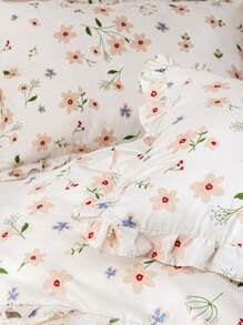 3pcs/set Flower Pattern Duvet Cover Set(1 Duvet Cover & 2 Pillowcase) Modern Polyester Bedding Set For Home, All Season - Multicolor - View 4