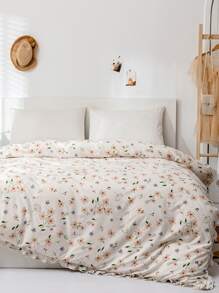 3pcs/set Flower Pattern Duvet Cover Set(1 Duvet Cover & 2 Pillowcase) Modern Polyester Bedding Set For Home, All Season - Multicolor - View 5