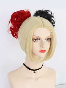 Short Straight Cosplay Synthetic Wig - Multicolor - View 4