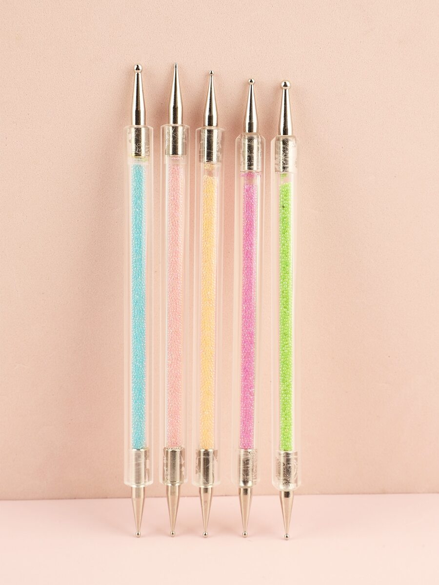 双头水钻笔，五件套美甲点钻套装，点钻花笔和珠钻笔，适用于专业美甲沙龙和家庭DIY。 - 彩色 - 查看 1