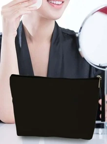 Zipper Polyester Cosmetic Bag Storage Bag Clutch Toiletry Organizer Women Zipper Make Up Bag Makeup Bag - Black - View 1