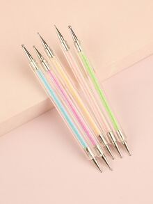 双头水钻笔，五件套美甲点钻套装，点钻花笔和珠钻笔，适用于专业美甲沙龙和家庭DIY。 - 彩色 - 查看 3