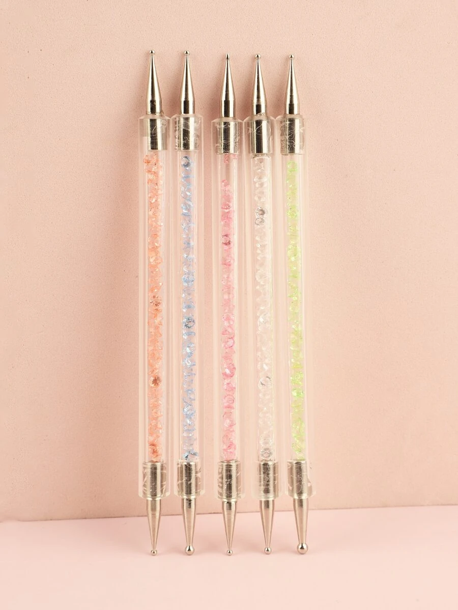 Double-Headed Rhinestone Stick, Five-Piece Nail Art Point Drill Set, Point Flower Pen And Bead-Set Diamond Pen, Suitable For Professional Nail Salons And Home DIY. - Multicolor - View 1