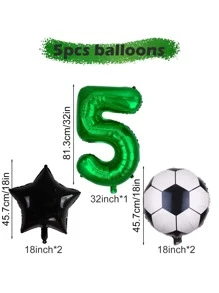 5 bóng bóng đá & bóng hình số, bóng trang trí hình ngôi sao PE hiện đại & số cho bữa tiệc - Nhiều màu - Xem 3