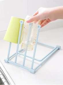 1pc Foldable Plastic Drain Rack,Simple Solid Creative Storage Rack For Bottle,Towel - Multicolor - View 4