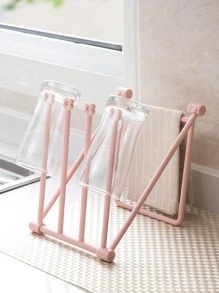 1pc Foldable Plastic Drain Rack,Simple Solid Creative Storage Rack For Bottle,Towel - Multicolor - View 6