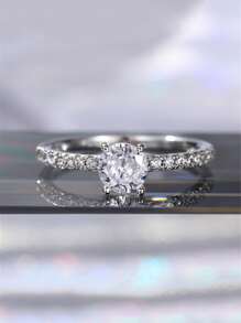 Nhẫn Trang Trí Đá Cubic Zirconia - Bạc - Xem 1