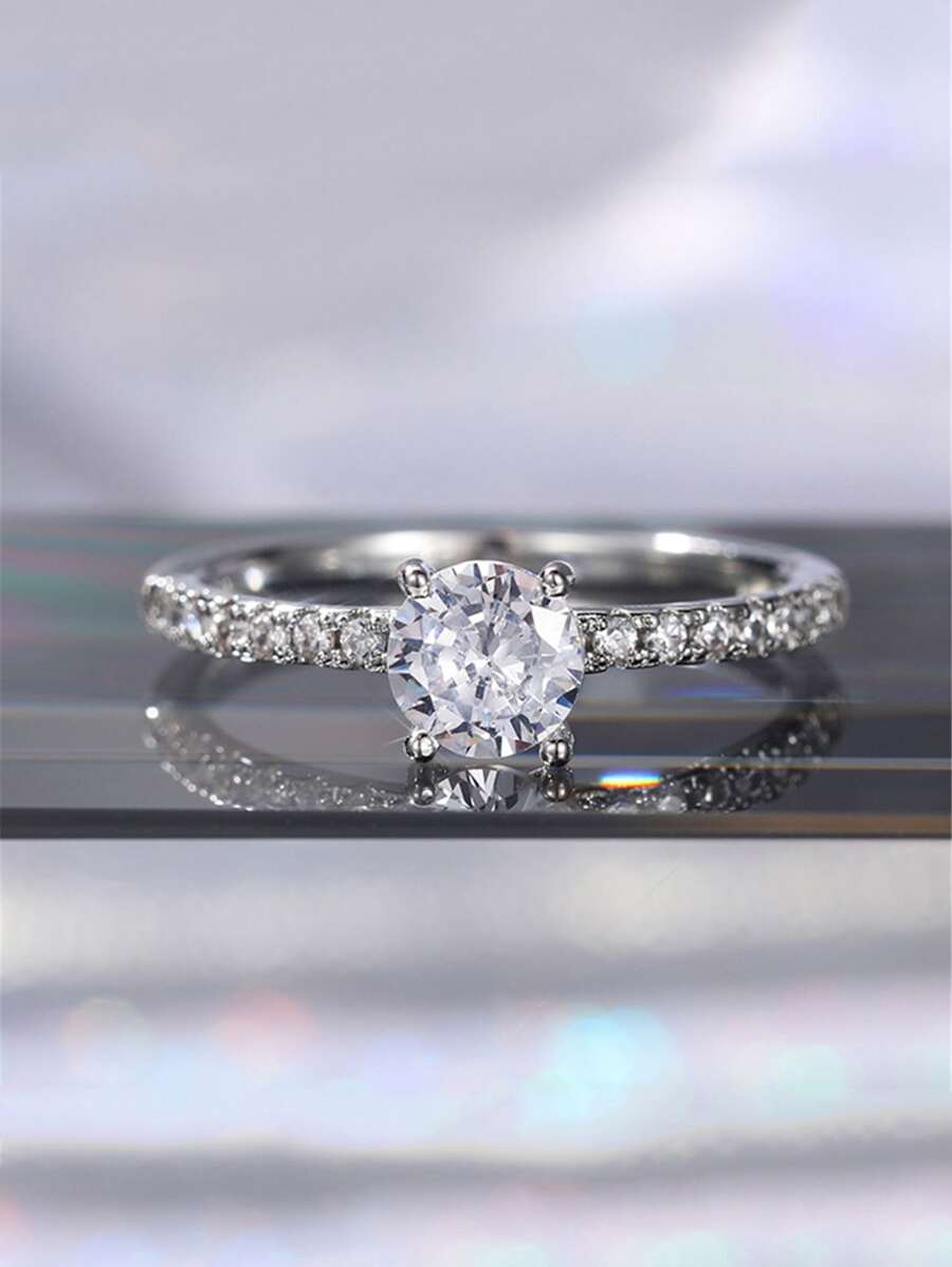 Nhẫn Trang Trí Đá Cubic Zirconia - Bạc - Xem 1