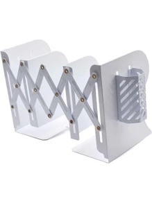 1入組素色裝飾書擋簡單可調節書擋學校學生書籍收納 - 白色 - 查看 3