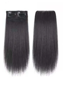 2 chiếc kẹp trong phần mở rộng tóc tổng hợp ngắn thẳng - màu đen - Xem 1