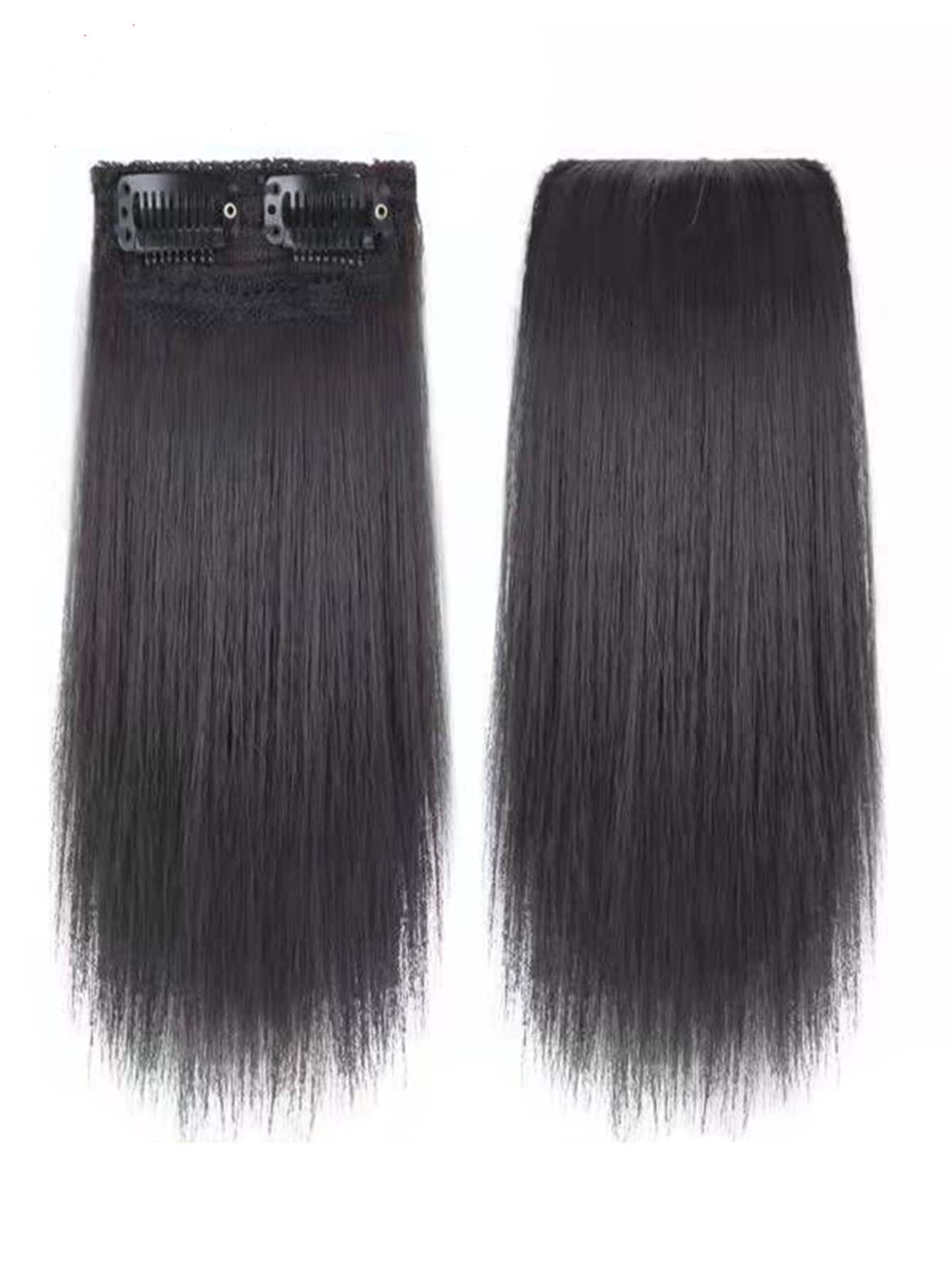 2 chiếc kẹp trong phần mở rộng tóc tổng hợp ngắn thẳng - màu đen - Xem 1