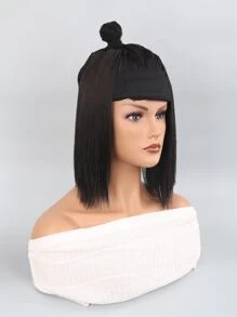 2 chiếc kẹp trong phần mở rộng tóc tổng hợp ngắn thẳng - màu đen - Xem 3