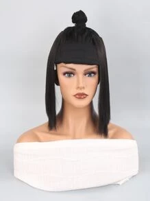 2 chiếc kẹp trong phần mở rộng tóc tổng hợp ngắn thẳng - màu đen - Xem 5