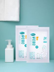 2pcs/1pack Disposable Face Towel & Bath Towel Set, Portable Towel For Travel - White - View 1