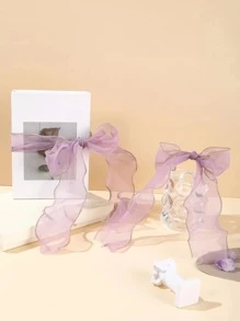 1 cuộn Ruy băng gói quà màu tím, Ruy băng sợi polyester tối giản cho bữa tiệc - Màu tím - Xem 3