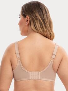 Plus Size Women's Fashion Lace Bow Front Underwire Bra - Apricot - View 2