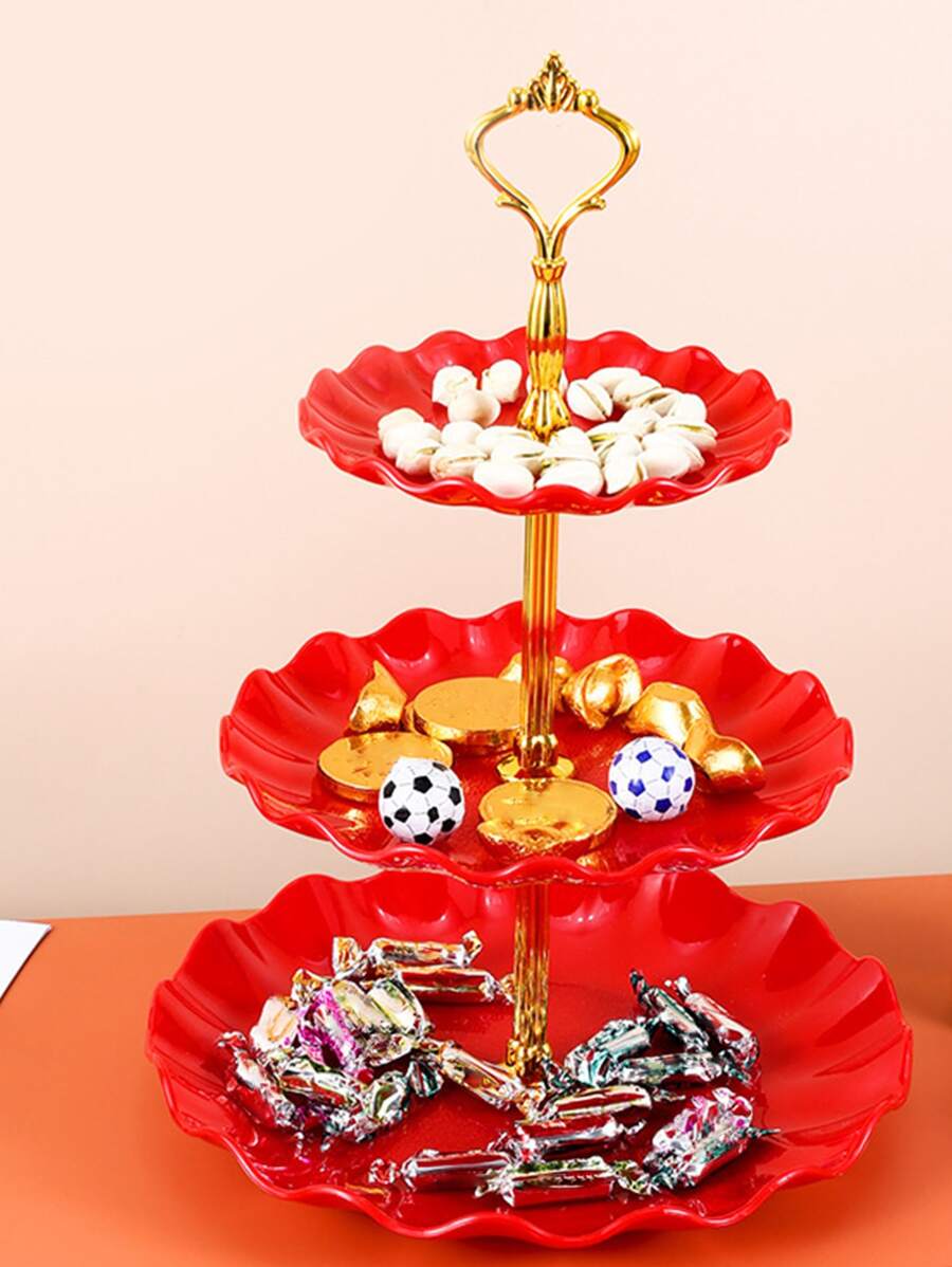 1pc Plastic Tiered Serving Tray, MultiPurpose Display Stand For Tea