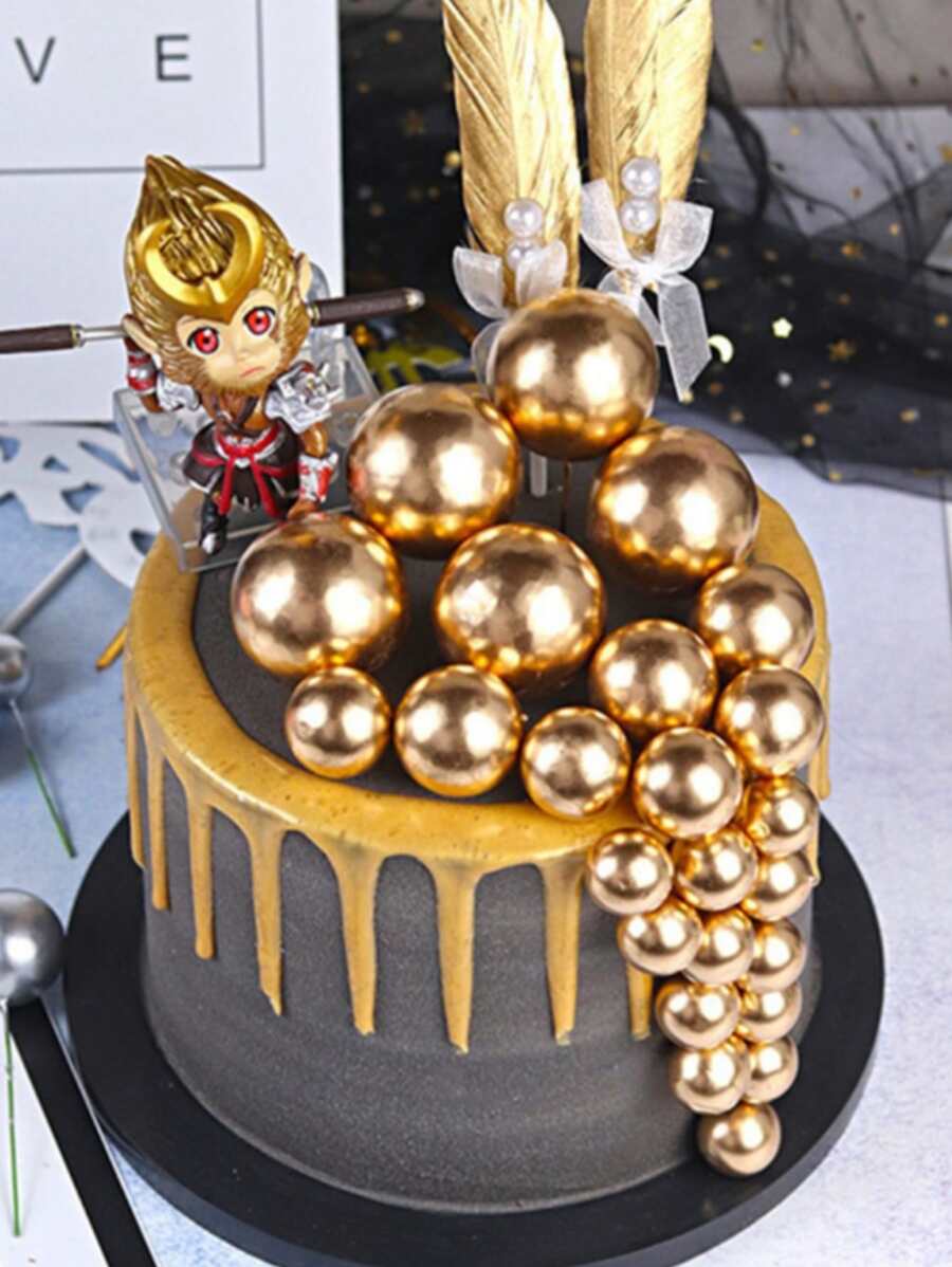 1套/20入組金色顏色球形蛋糕裝飾 - 金色 - 查看 1