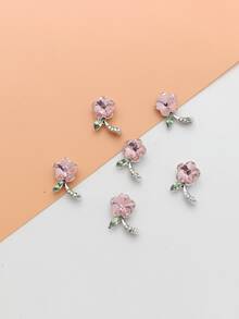 6 piezas Colgante DIY flor - Rosa - Ver 1