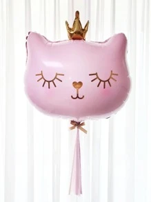 1pc Crown Cat Balloon - Hồng - Xem 2