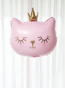 1pc Crown Cat Balloon - Hồng - Xem 3