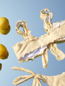 木耳邊側繫帶比基尼泳裝 - 黃色 - 查看 2