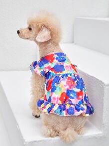Amy Christine 1 pieza Vestido de mascota con estampado de flor - Multicolor - Ver 1