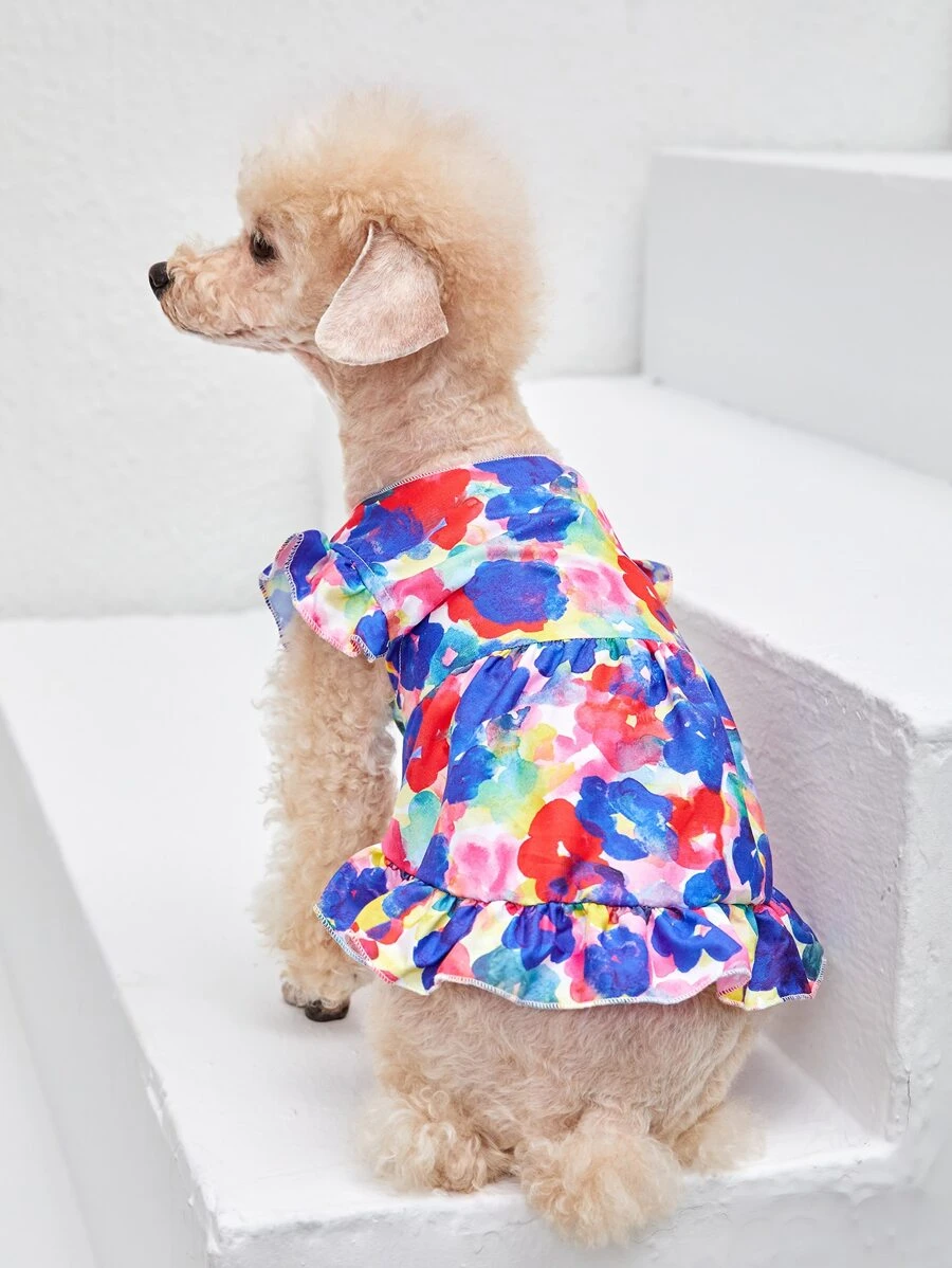 Amy Christine 1pc Flower Print Pet Dress - Multicolor - View 1