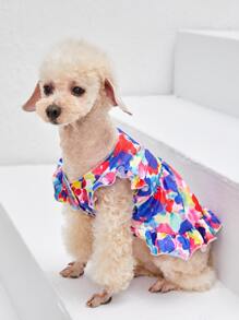 Amy Christine 1 pieza Vestido de mascota con estampado de flor - Multicolor - Ver 4