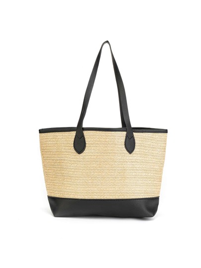 大容量草編包度假雙色