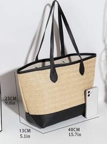 大容量草編包度假雙色